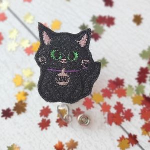 Black cat badge reel, hocus pocus, medical badge reel